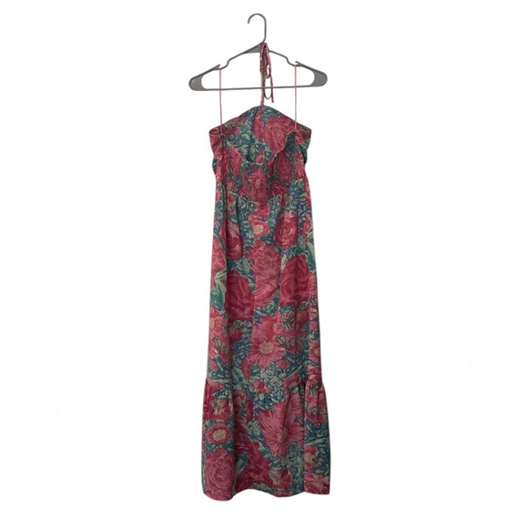 New Lush Ruched Halter Floral Maxi Dress, size Medium - Picture 4 of 8